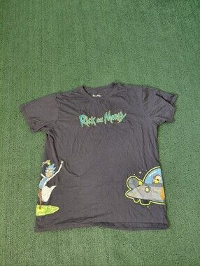 Rick And Morty Cartoon Funny Dark Gray T Shirt Sz XXL